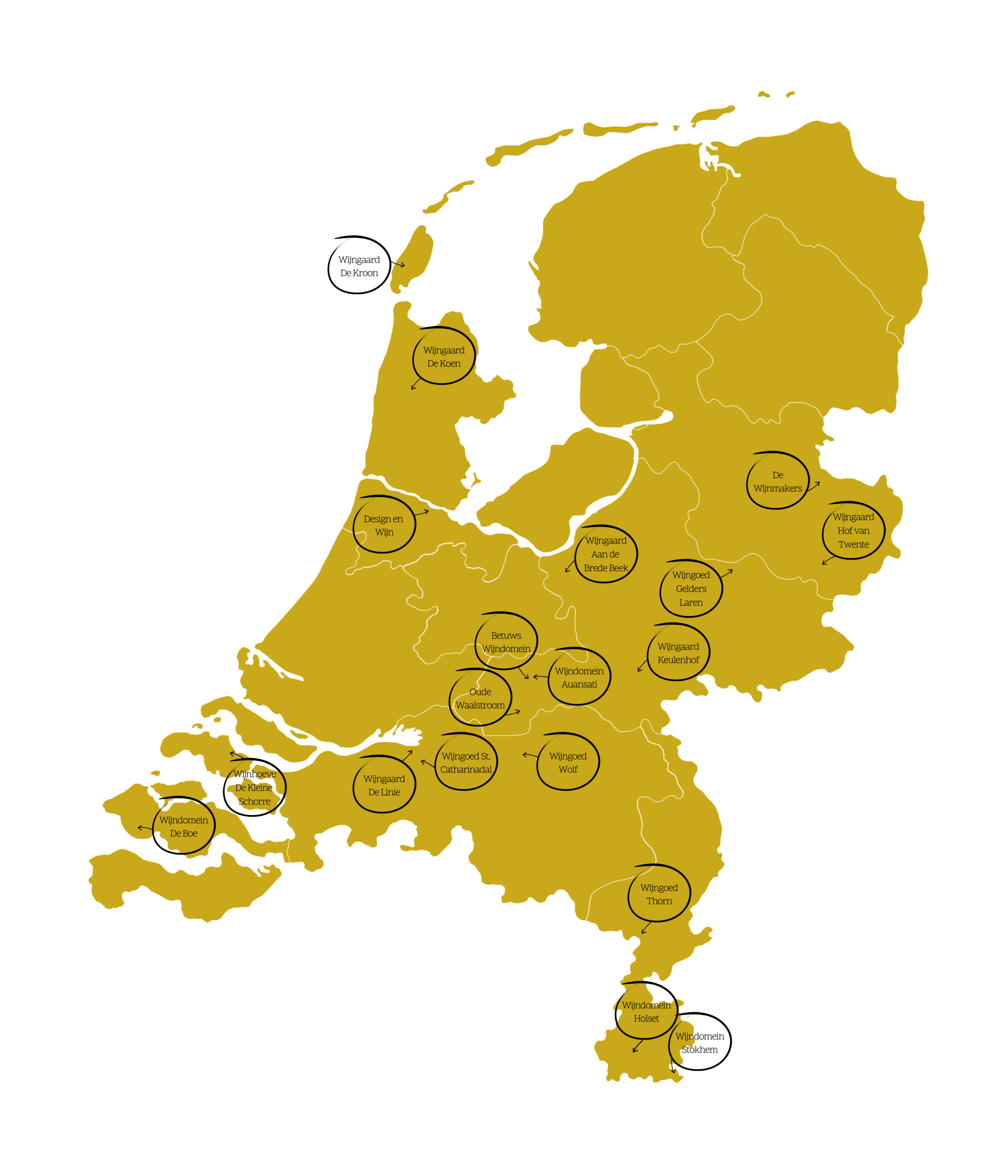 Kaart Nederlandse wijngaarden